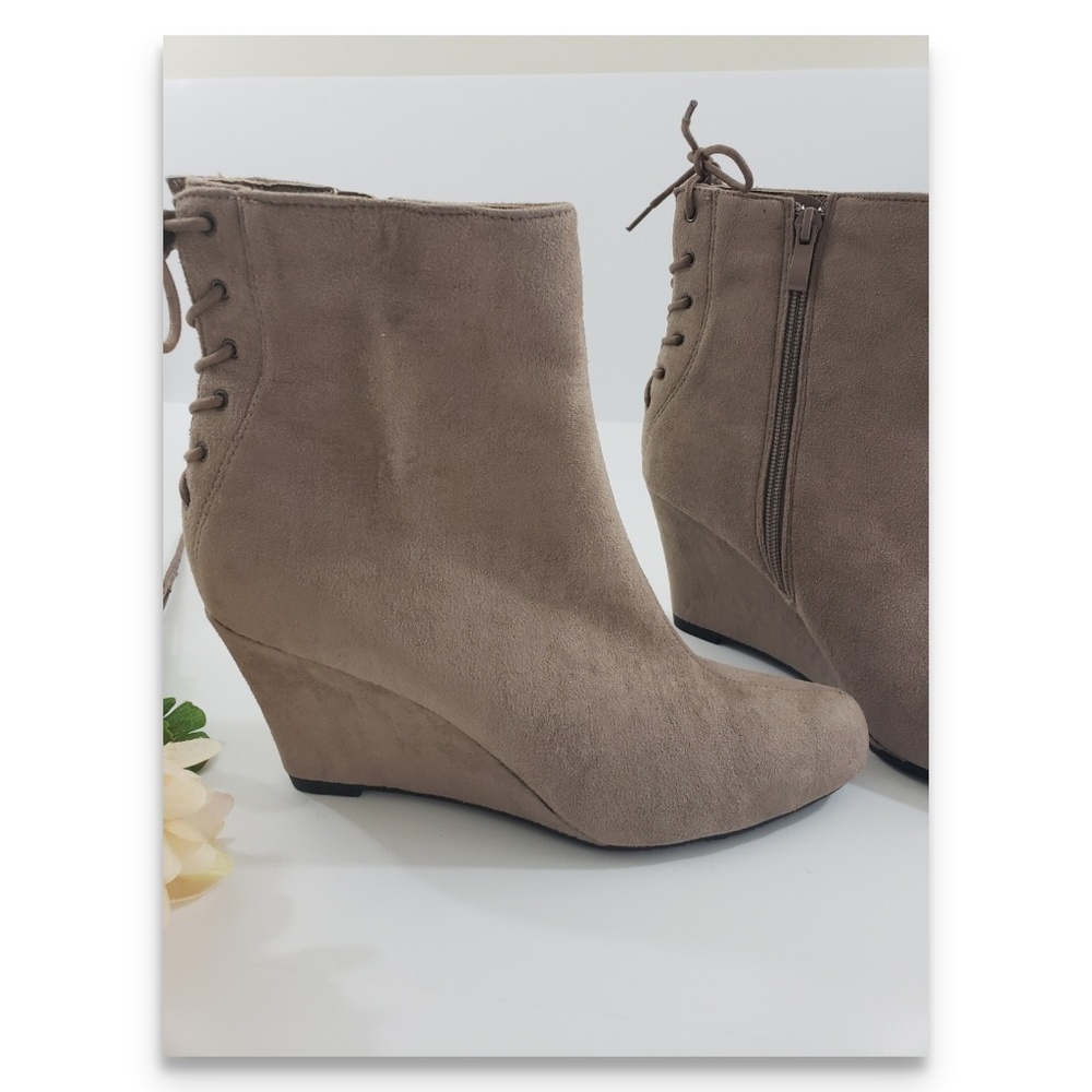 Faux Suede Wedge Booties